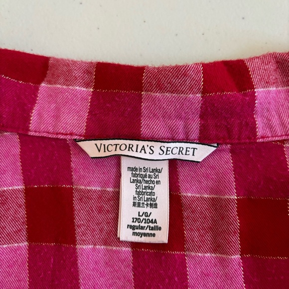 VICTORIAS SECRET Matching Pajama Set Long Sleeve Pants Pink Plaid Size Large - Picture 11 of 16